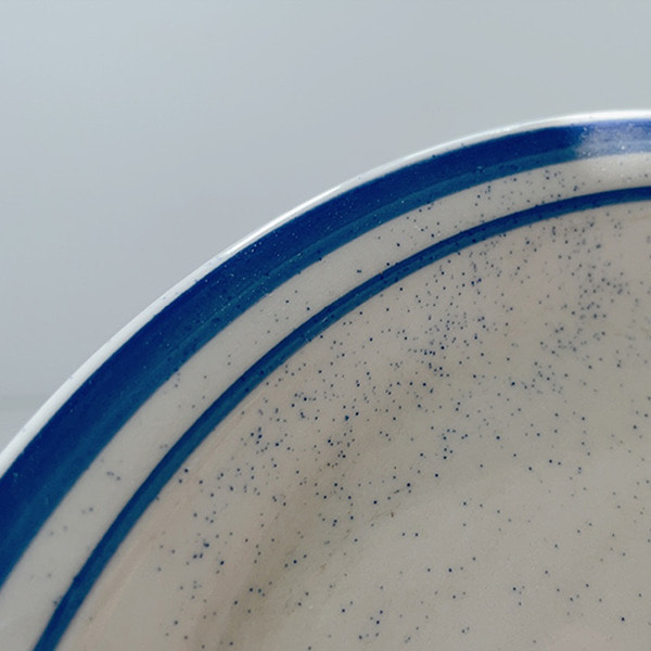 MGG 블루 라인 오트밀 원형 접시 1p 도자기