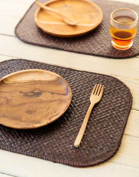 캐슬주방  직타원 자연소재 브라운 식탁 매트